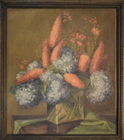 De Maria Porta 'Hortensias', óleo. 80 x 70 cm.