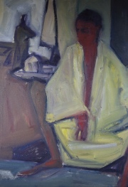 Faradje, 'Meditando', óleo de 100 x 100 cm.