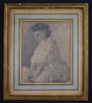 Inoccenti, Camilo. Mujer, dibujo carbonilla. Roma 1908. mide: 20 x 16 cm.