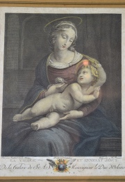 Grabado La Vierge Et L'Enfant Jesus. 24 x 19 cm.
