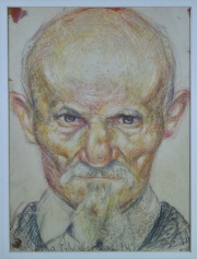 Cabeza de Hombre, Dibujo color de A. Schiavoni. Mide: 24 x 18 cm. colección EFRAIN PAESKY - EMA GARMENDIA.