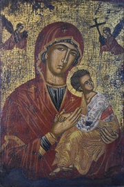 Icono, Virgen y el Niño. 32 x 23 cm. .