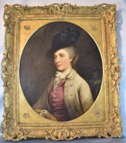 Lady David Garrick. THOMAS HICKEY, atribuido. Retrato oval al óleo sobre tela, marco dorado. 76 x 63 cm.