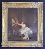 Van Thulden. José rechaza a la mujer de Putifar, óleo sobre tabla. Mide: 44 x 40,5 cm.