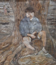 Enrique Policastro. Niño, Gouache de 48 x 41 cm. Año 1936. 