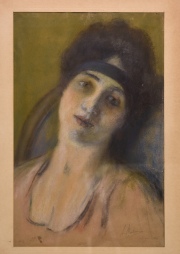 ALBERT RUBIN, Busto de Mujer, pastel irmado A. Rubin, Wien, 1920 abajo a la derecha. Mide: 30 x 47 cm. (Viena 1920)