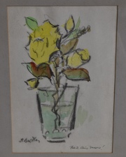 ZOMA BAITLER 'Vasos con flores', dos técnicas mixtas firmadas Z. Baitler. Miden: 24 x 17 cm.