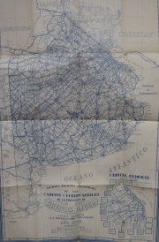 NUEVO PLANO GENERAL. De los Caminos y Ferrocarriles de la Provincia de Buenos Aires. Por V. A. Novella - Cartógrafo. Año