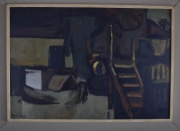 Teresio J. Fara, Desembarcadero, óleo de 40 x 58 cm. Firmado.