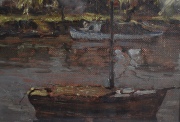 Oscar Vaz. Ribera, óleo. Mide: 24 x 28 cm.