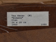 Oscar Vaz. Ribera, óleo. Mide: 24 x 28 cm.