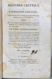 Llorente, Jean A. HISTOIRE DE LA INQUISITION D'ESPAGNE. Deterioros. 2 Vol.