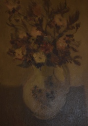 Otero. Jarra con flores, óleo firmado, de 39 x 29 cm.