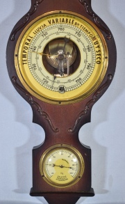 Barómetro termómetro higrómetro Huger, alemán, de 84 cm de alto.