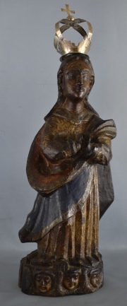 Virgen inmaculada. Talla en cedro. Misiones Jesuiticas del Paraguay. Corona de plata. 50 cm.