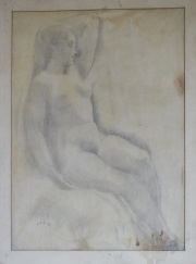 Desnudo, lápiz de J. Larco. Mide: 30 x 18 cm.