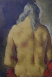 Gaston Jarry. Desnudo de Espaldas, óleo. Firmado. Mide: 70 x 60 cm.