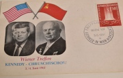 Tarjeta con sello postal 1961.J. F. Kennedy, Nikita Chruschtschow