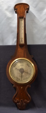 Barómetro Termómetro Escocés. J.CICERI & Co. Caja de caoba. Alto 95 cm.