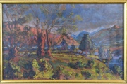 Domingo Pronsato, Paisajes del Sur. Dos pinturas sobre tabla de 23 x 37 cm.