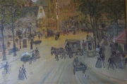 Henry Grenier, Calle de París, témpera sobre cartón, con rotura. Mide: 62 x 72 cm.