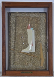Composición Juegos de Invierno II, técnica mixta. Mide: 28 x 17 cm.