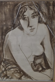Leopoldo Presas 'Mujer', carbonilla de 60 x 40 cm.