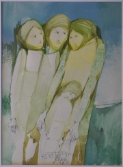Batlle Planas, Juan. 'Cuatro Mujeres', acuarela. Mide: 33 x 24 cm.