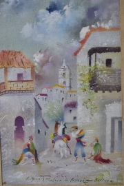 A. Guzmán, Carnaval en Salta y Calle de Potosí, dos técnicas mixta. 23 x 13 cm.