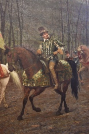S. Sanchez Barbudo, Paseo de la realeza, óleo sobre tela. Año 1890. Mide: 130 x 198 cm.