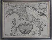 Mapa de Italia, reproducción. Mide: 46 x 58 cm.