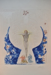 Cristo, grabado de Salvador Dali, numerado 84/300 y firmado. Mide: 52 x 43 cm.