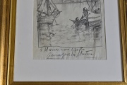 Quinquela Martin, Barcos, dibujo. Mide: 29 x 20 cm.