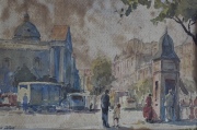 Calle de Paris, acuarela, firmada Van Statom. Manchas. Mide: 21 x 29 cm.