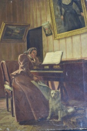 R. Faber. Munchen. Mujer junto al piano. Oleo. Mide: 57 x 45 cm. Sin enmarcar.