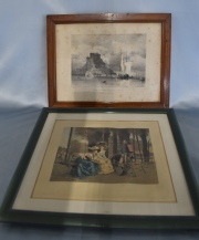 MONT ORGUEIL CASTLE, JERSEY y UN DIA EN EL PARQUE, dos grabados distintos. Miden: 18 x 24 y 20 x 22 cm.