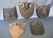 Cinco máscaras Chané en forma de animales. De madera tallada y pintada. Alto promedio: 20 cm.