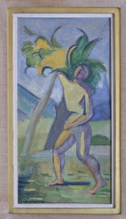 Figura, óleo sobre cartón firmado O. Pierri abajo a la izquierda. Mide: 28 x 14 cm.