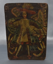 Arcangel con espada, óleo sobre cobre. Alto:16,5 cm Frente:12,8 cm.
