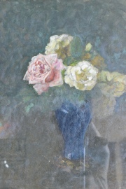 Dos pinturas, Vasos con Flores, por Henri Dumont. 45 x 36,5 cm.