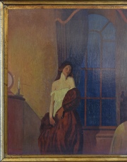 Max Block, Mujer, óleo.Mide: 23 x 19,3 cm.