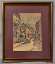 CALLE DE PARIS, acuarela firmada Jean Du Port. Mide: 28 x 21 cm.