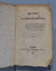 Chénier, André de. 'Oeuvres'. Editorial: Frères Baudouin. Edición: 2º Edición - 1822 . Deterioro. 1 vol.