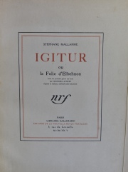 Mallarmé, Stéphane. Igitur. 1925. Enc. con desperfectos, manchas. 1 vol.