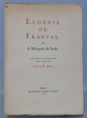 Marquis de Sade. Eugenie de Franval. Edit. G. Artigues. 1 de junio 1948. Ej. Nº 753/1200. 1 vol.
