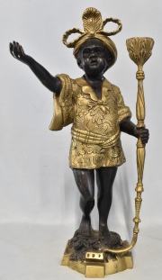 Par de Negros Venecianos, dos figuras de bronce patinado y dorado. Alto: 39 cm.
