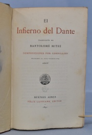 El infierno del Dante. Traducción de Bartolomé Mitre. Enc. tapa dura de pergamino con pocos tiros polilla. 22,5 x 15 cm.