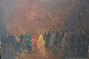 KOEK KOEK. Procesión, óleo, saltadura. Mide: 93 x 123,5 cm.