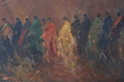 KOEK KOEK. Procesión, óleo, saltadura. Mide: 93 x 123,5 cm.