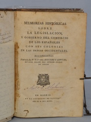 ANTUNEZ Y ACEVEDO, Rafael: MEMORIAS HISTORICAS. Madrid, 1797. Tiros de polilla. 1 vol.
